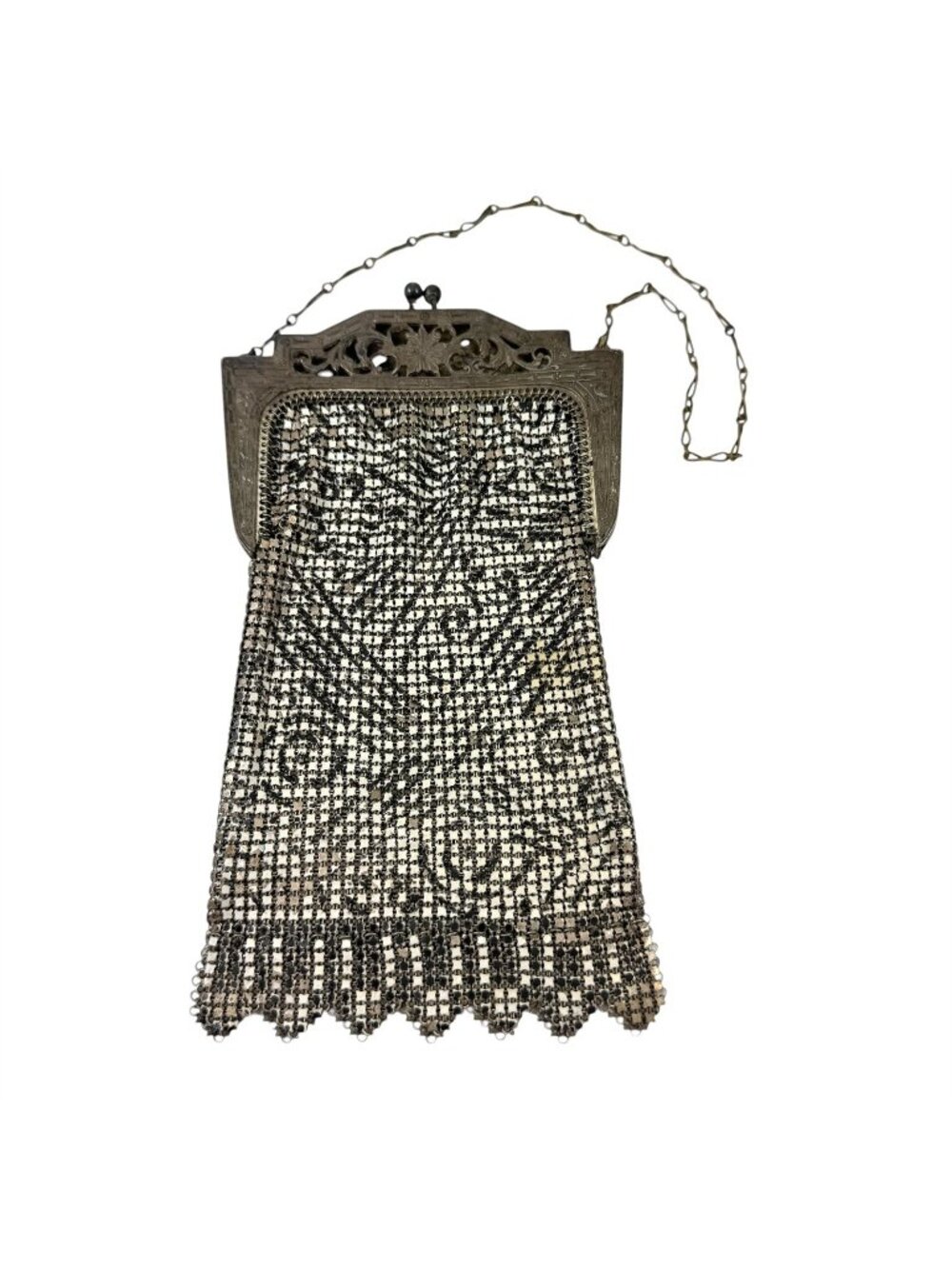 Antique Metal Mesh Evening Bag Chain Mail Handbag Vintage 1920s Flapper